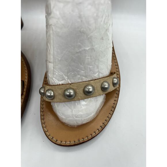 Isabel Marant Elvis Cream Studded Italian Leather Heel Strappy Sandal Sz 40 US 9 - Picture 6 of 16
